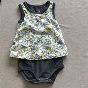 Coccoli Floral Baby Bodysuit - Gray and Yellow